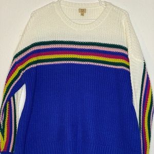 True Craft Multicolor Chunky Knit Striped Sweater - Sz XL NWT